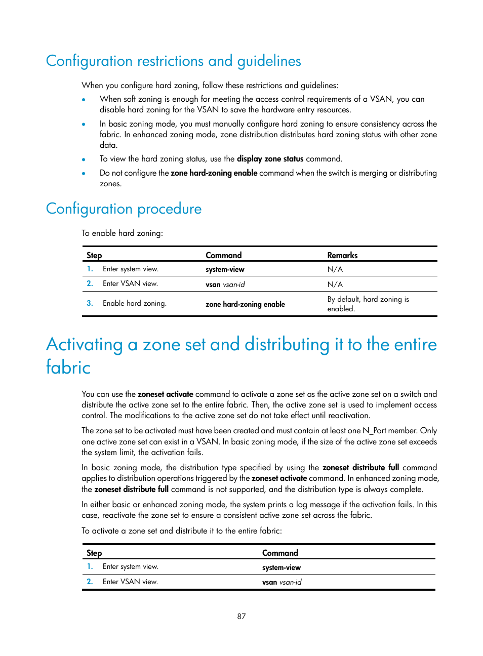 Configuration restrictions and guidelines, Configuration procedure, Fabric | H3C Technologies H3C S10500 Series Switches User Manual | Page 98 / 188