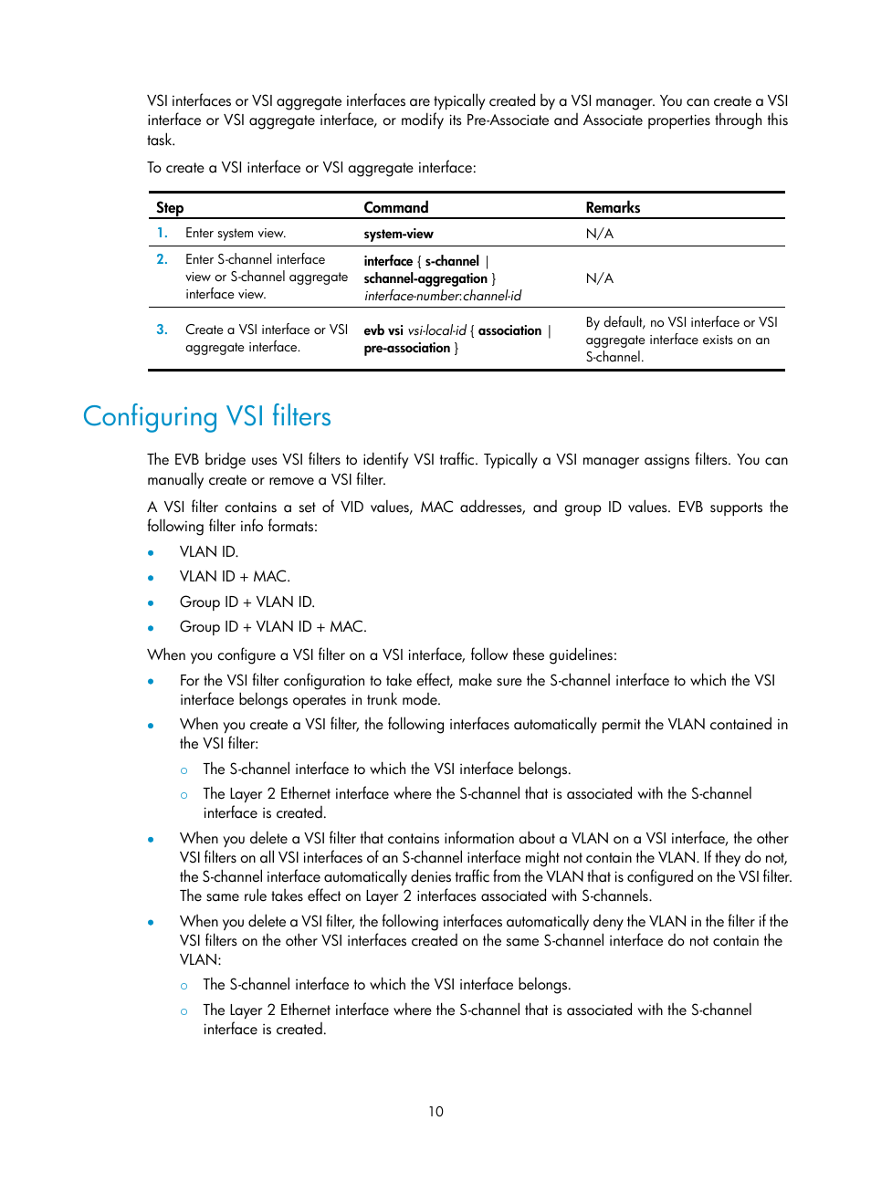 Configuring vsi filters | H3C Technologies H3C S10500 Series Switches User Manual | Page 17 / 26