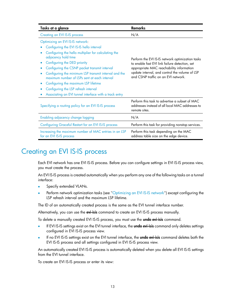 Creating an evi is-is process | H3C Technologies H3C S10500 Series Switches User Manual | Page 20 / 44