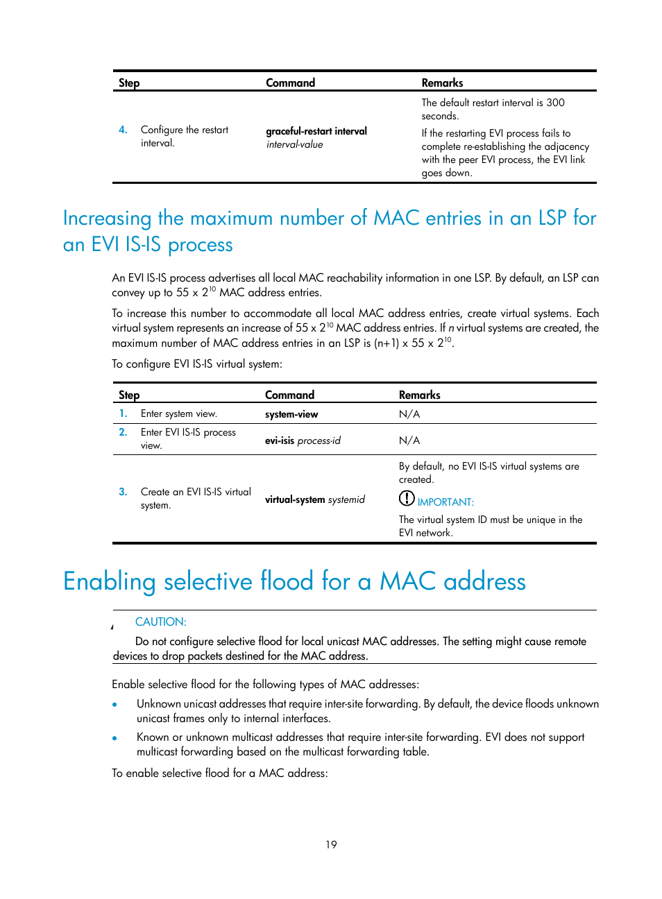 Enabling selective flood for a mac address | H3C Technologies H3C S10500 Series Switches User Manual | Page 26 / 44