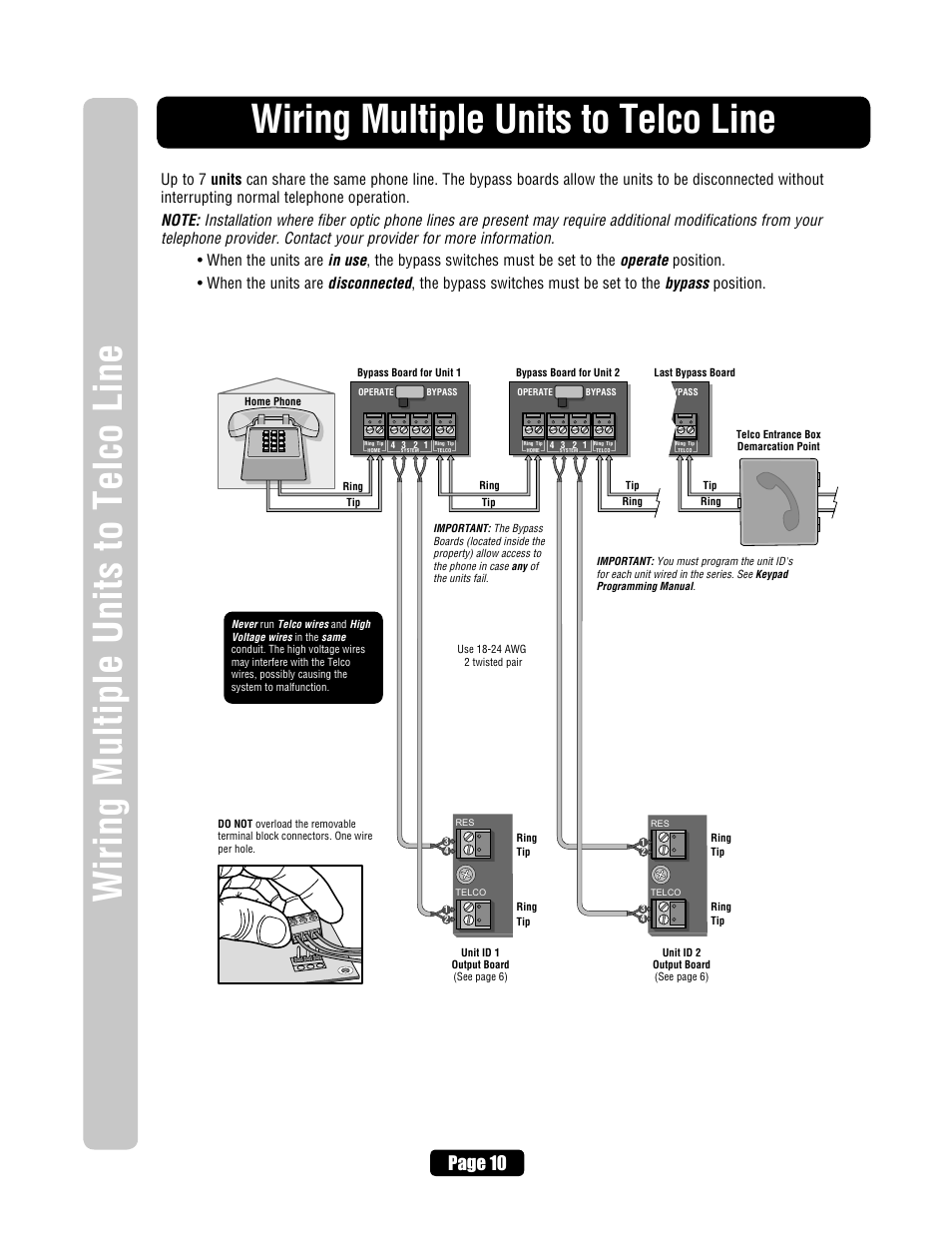 Wiring multiple units to telco line, Page 10 | Chamberlain ELITE EL25 User Manual | Page 12 / 32