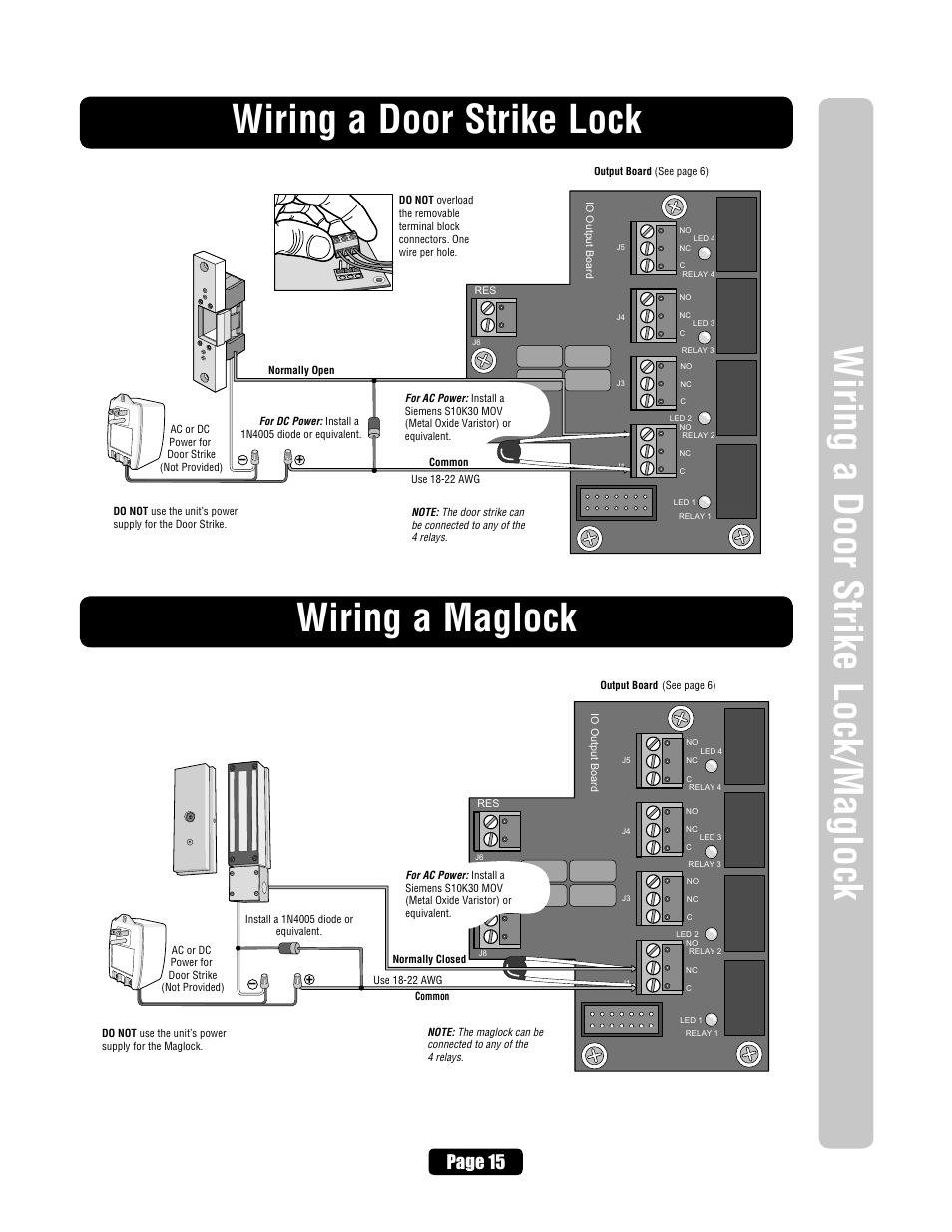 Wiring a door strike lock, Page 15 | Chamberlain ELITE EL25 User Manual | Page 17 / 32