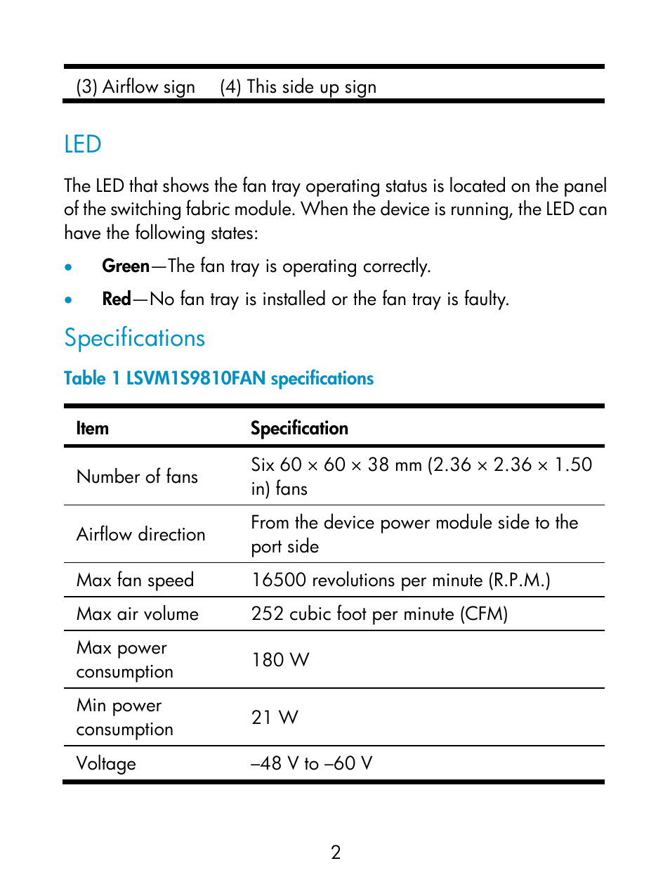 Specifications | H3C Technologies H3C S9800 Series Switches User Manual | Page 7 / 15