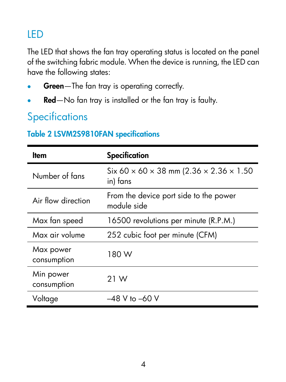 Specifications | H3C Technologies H3C S9800 Series Switches User Manual | Page 9 / 15