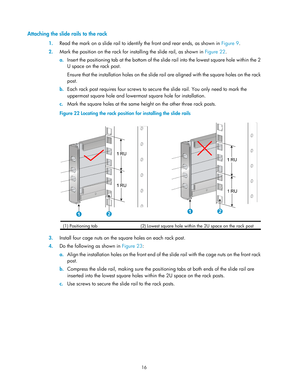 Attaching the slide rails to the rack | H3C Technologies H3C S9800 Series Switches User Manual | Page 24 / 82