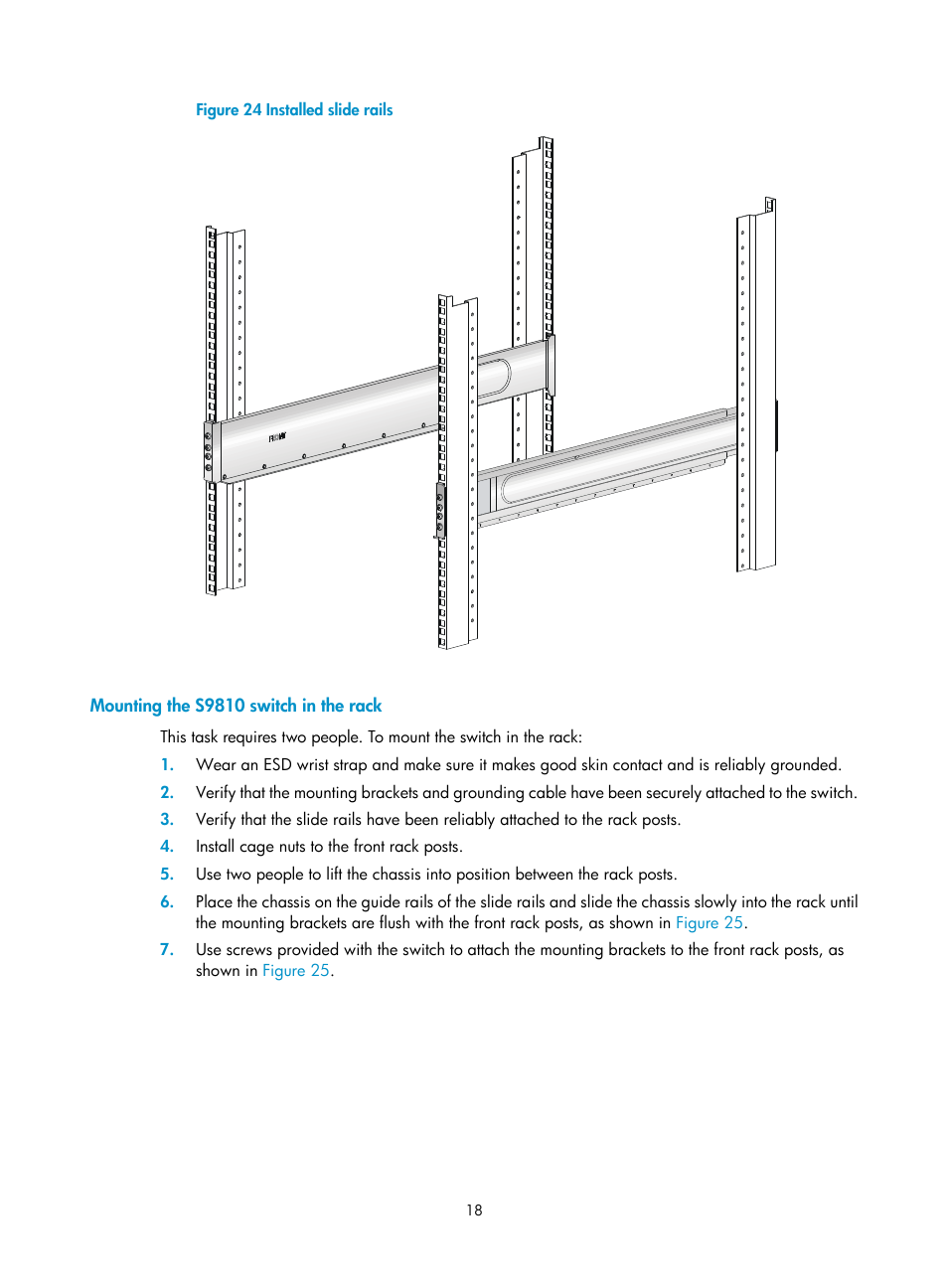 Mounting the s9810 switch in the rack | H3C Technologies H3C S9800 Series Switches User Manual | Page 26 / 82