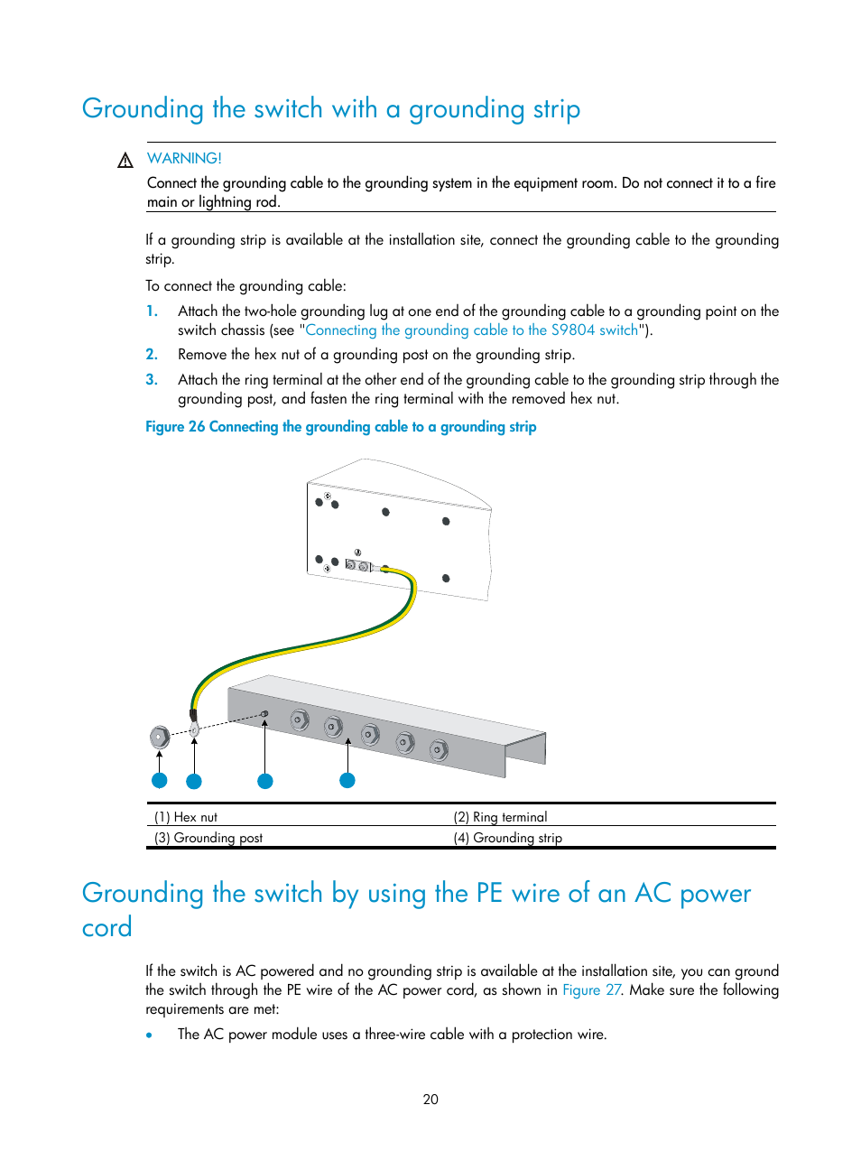 Grounding the switch with a grounding strip | H3C Technologies H3C S9800 Series Switches User Manual | Page 28 / 82