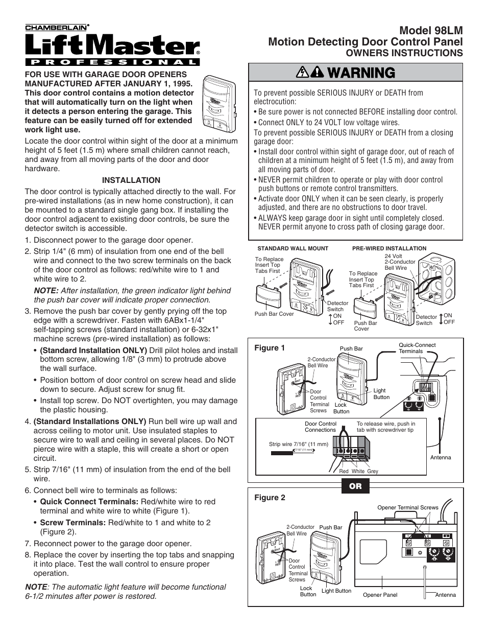 Chamberlain 98LM User Manual | 2 pages