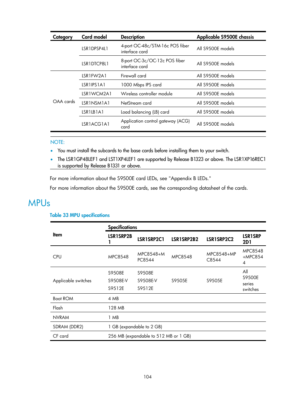 Mpus | H3C Technologies H3C S9500E Series Switches User Manual | Page 114 / 154