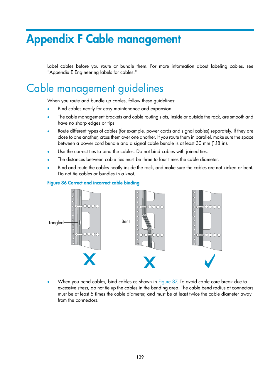 Appendix f cable management, Cable management guidelines | H3C Technologies H3C S9500E Series Switches User Manual | Page 149 / 154