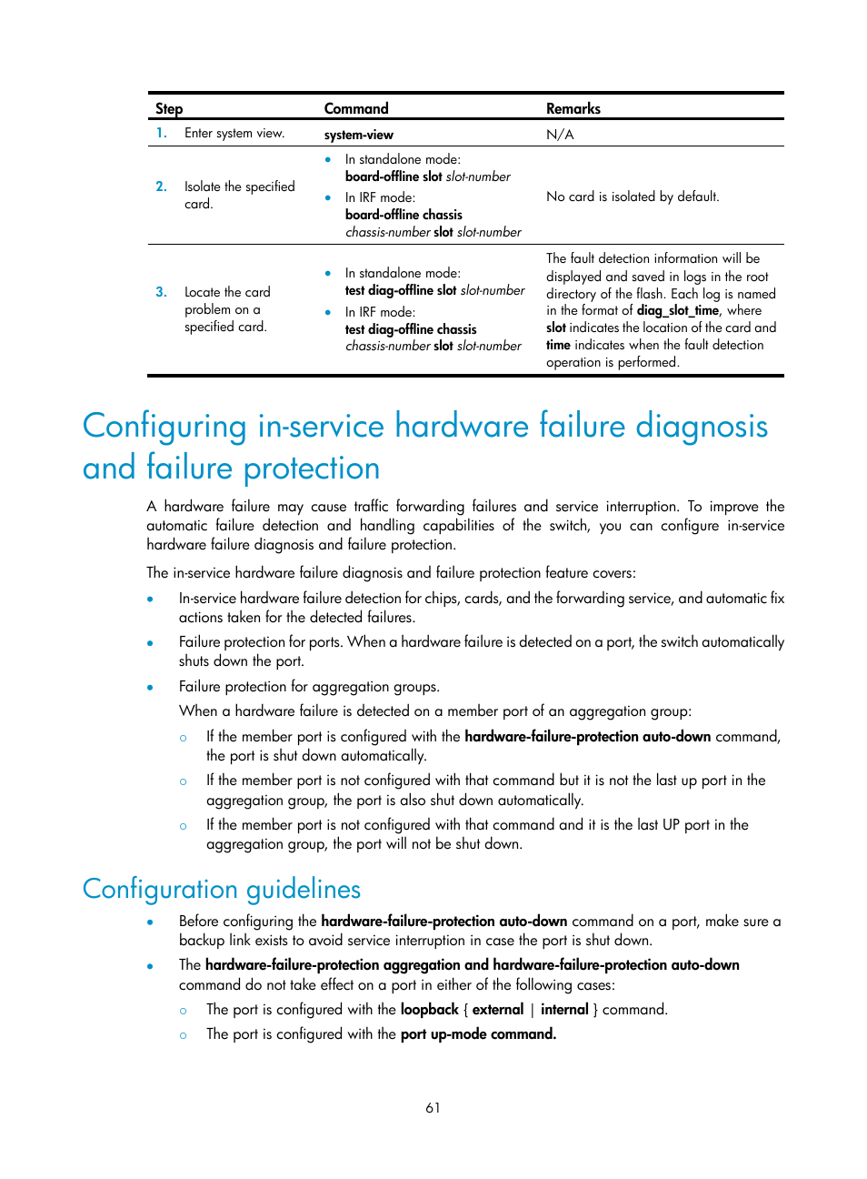 Configuration guidelines | H3C Technologies H3C S9500E Series Switches User Manual | Page 71 / 154