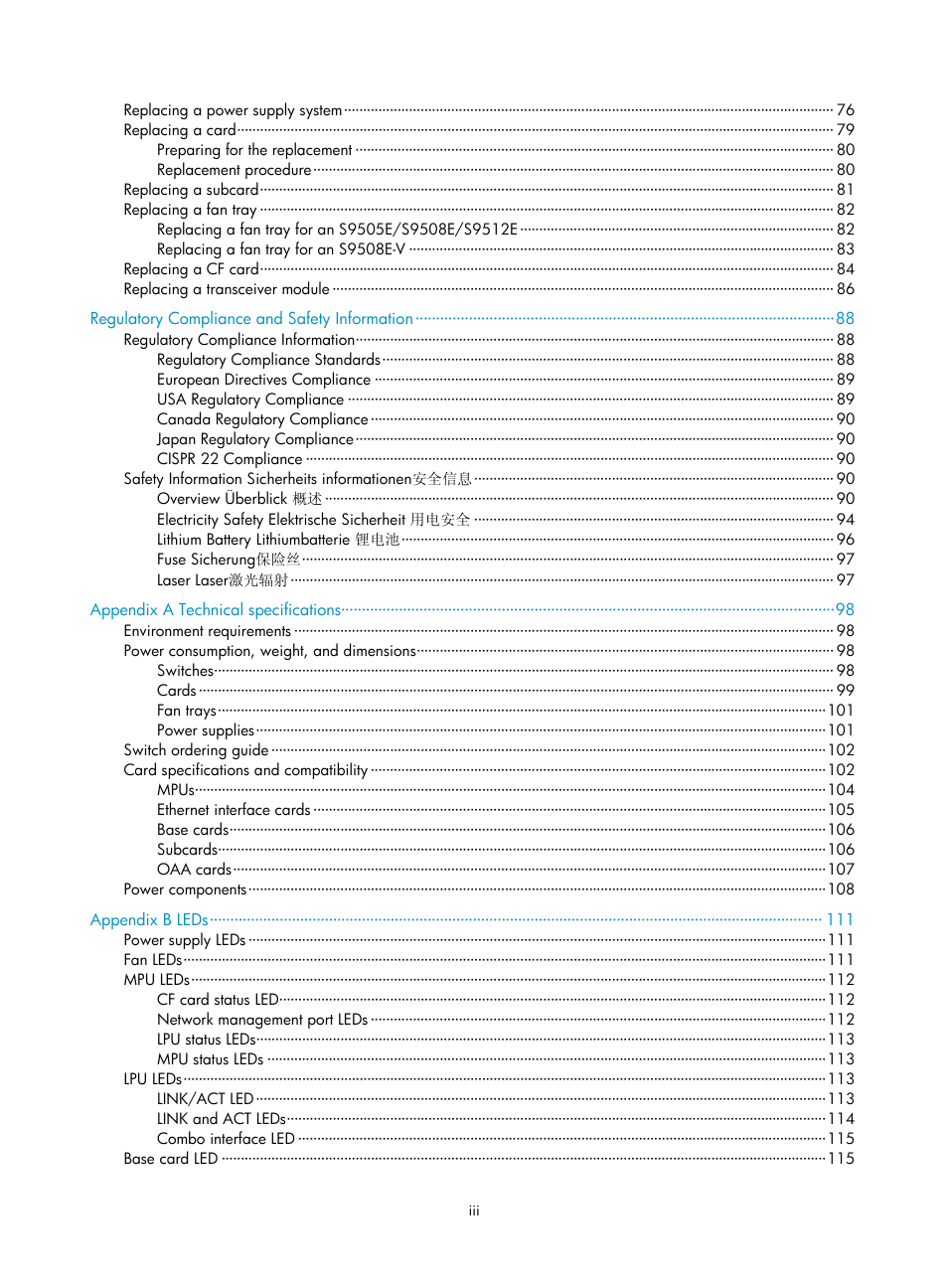 H3C Technologies H3C S9500E Series Switches User Manual | Page 9 / 154