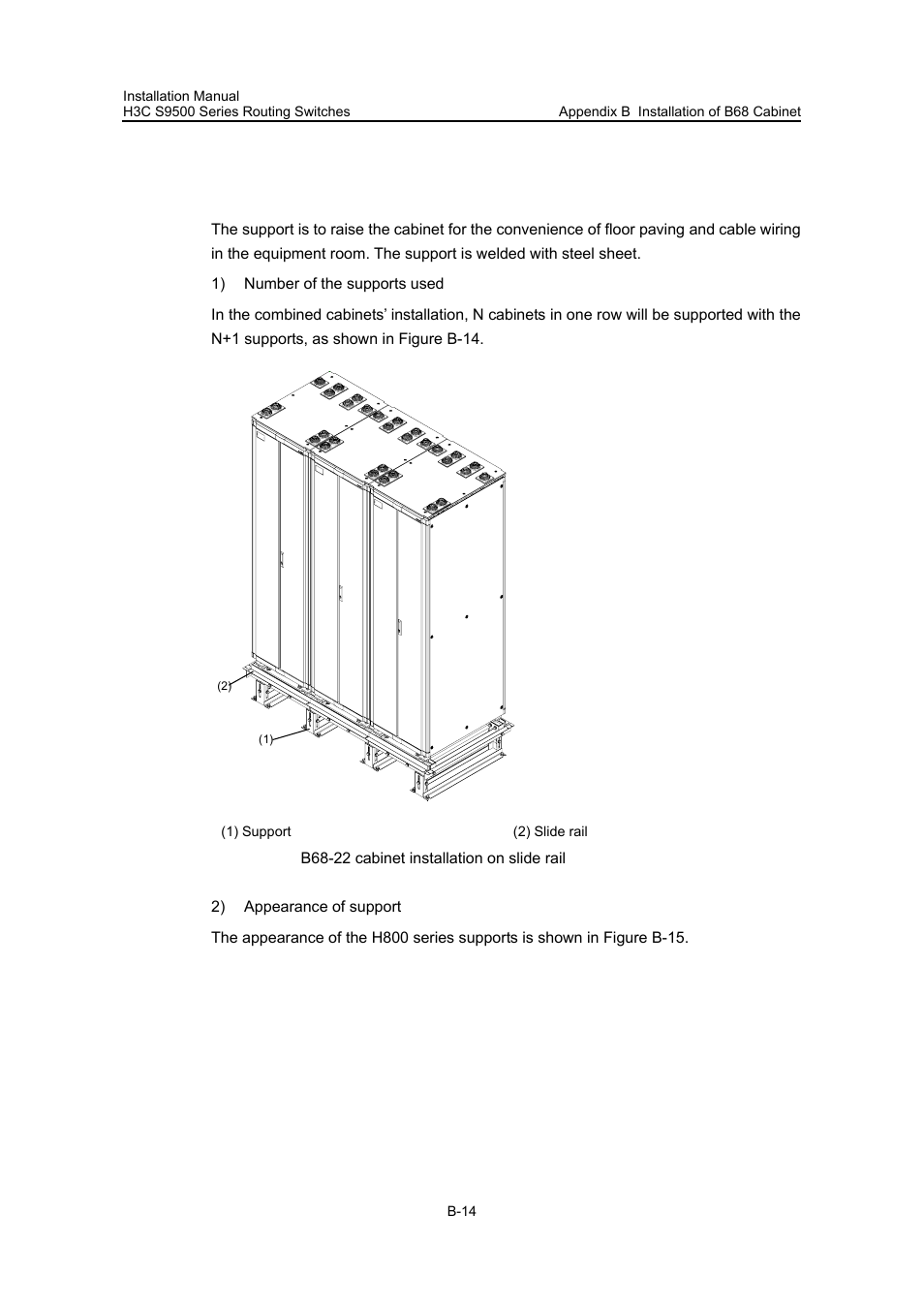 B.3.1 introduction to support and slide rail, I. brief introduction to support | H3C Technologies H3C S9500 Series Switches User Manual | Page 165 / 191