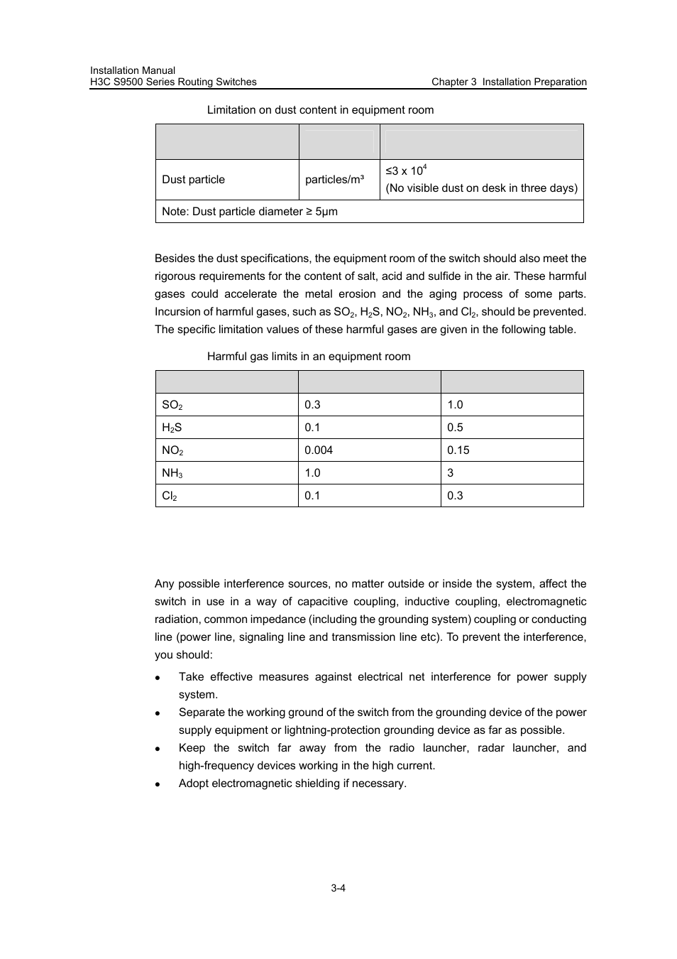 3 anti-static requirements, 3 anti-static requirements -4 | H3C Technologies H3C S9500 Series Switches User Manual | Page 66 / 191