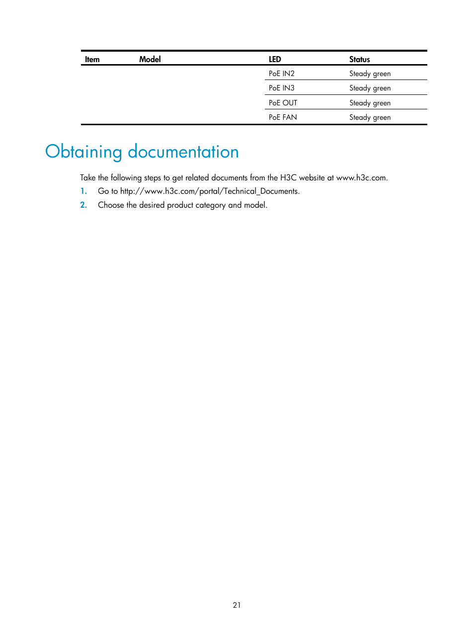 Obtaining documentation | H3C Technologies H3C S7500E Series Switches User Manual | Page 24 / 25