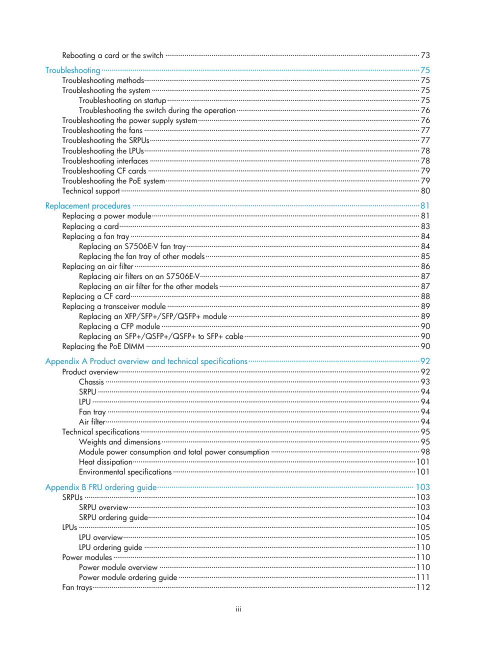 H3C Technologies H3C S7500E Series Switches User Manual | Page 10 / 165