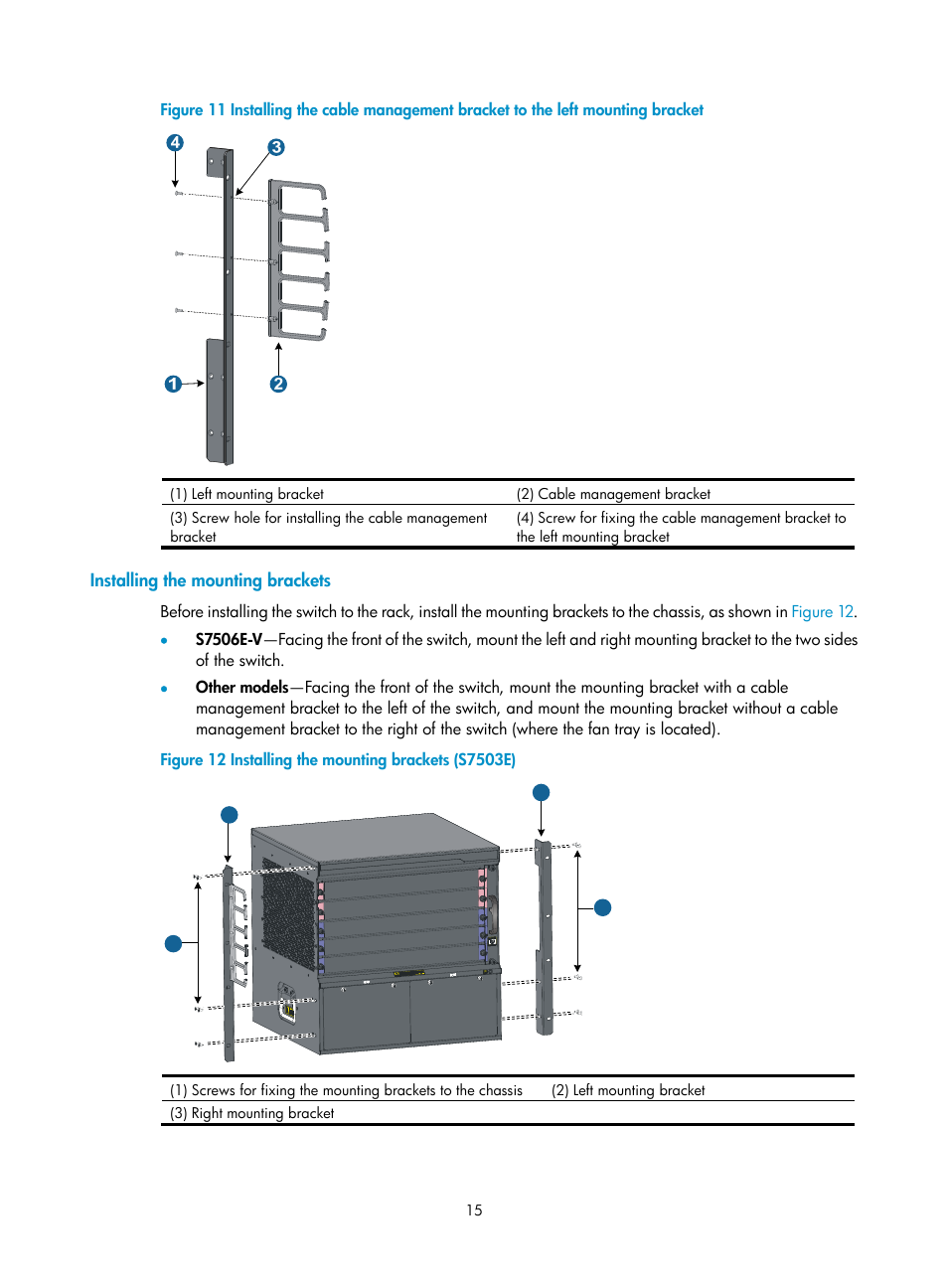 Installing the mounting brackets, Figure 11 | H3C Technologies H3C S7500E Series Switches User Manual | Page 26 / 165