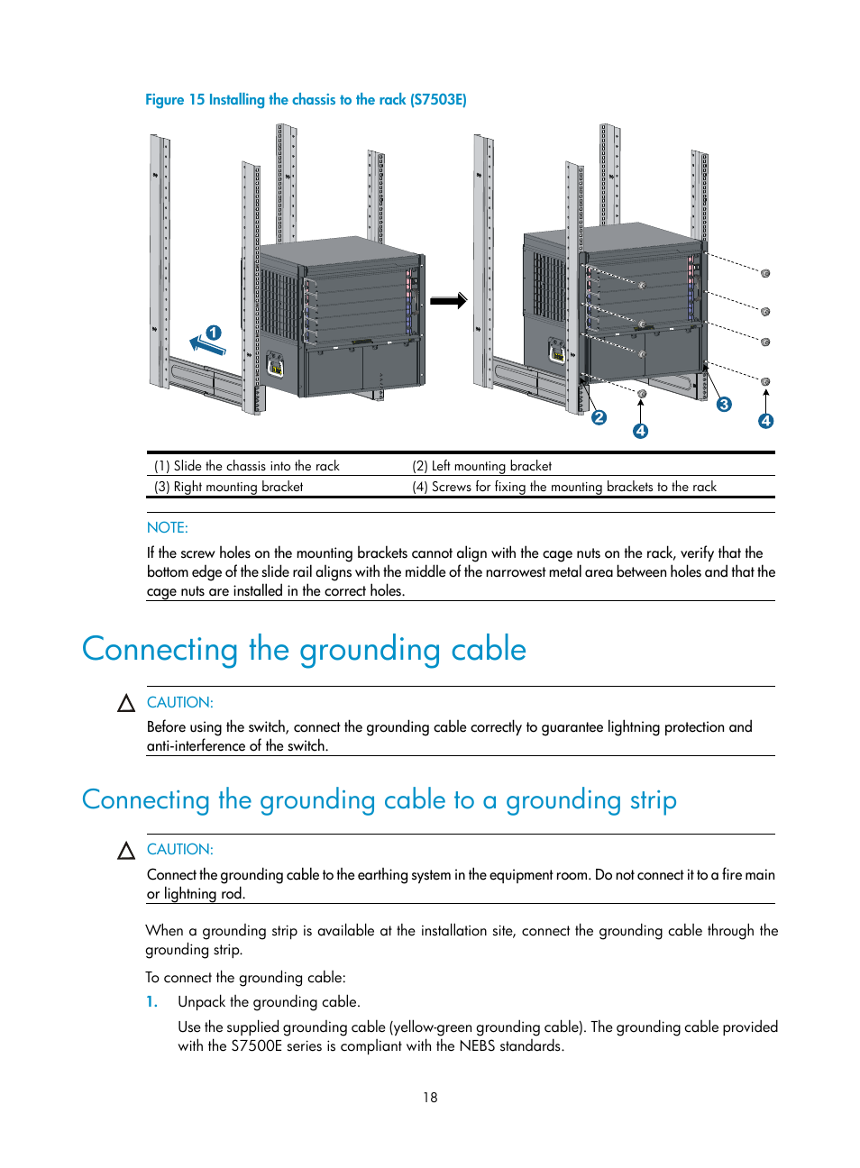 Connecting the grounding cable | H3C Technologies H3C S7500E Series Switches User Manual | Page 29 / 165