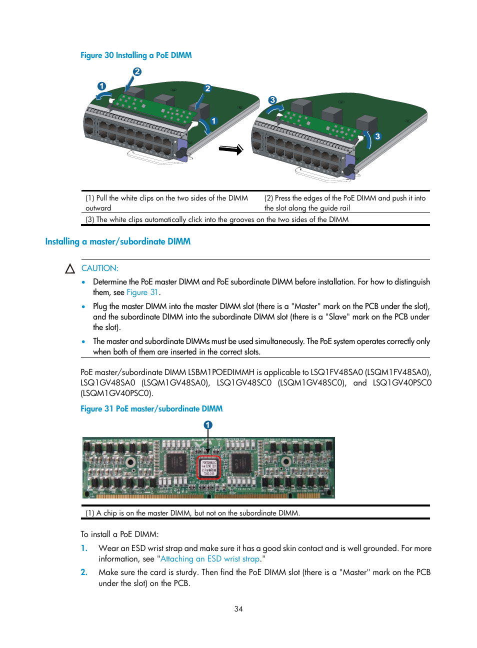 Installing a master/subordinate dimm, Figure, Wn in | Figure 30 | H3C Technologies H3C S7500E Series Switches User Manual | Page 45 / 165