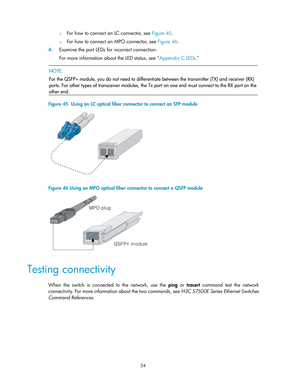 Testing connectivity | H3C Technologies H3C S7500E Series Switches User Manual | Page 65 / 165