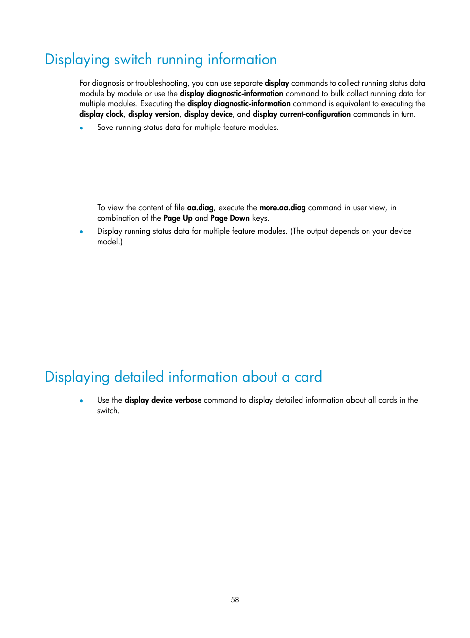 Displaying switch running information, Displaying detailed information about a card | H3C Technologies H3C S7500E Series Switches User Manual | Page 69 / 165