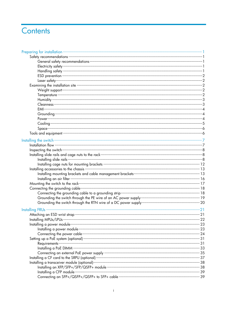 H3C Technologies H3C S7500E Series Switches User Manual | Page 8 / 165