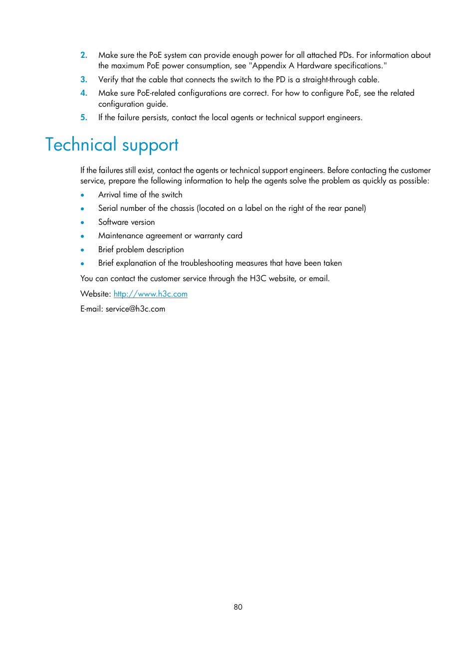Technical support | H3C Technologies H3C S7500E Series Switches User Manual | Page 91 / 165