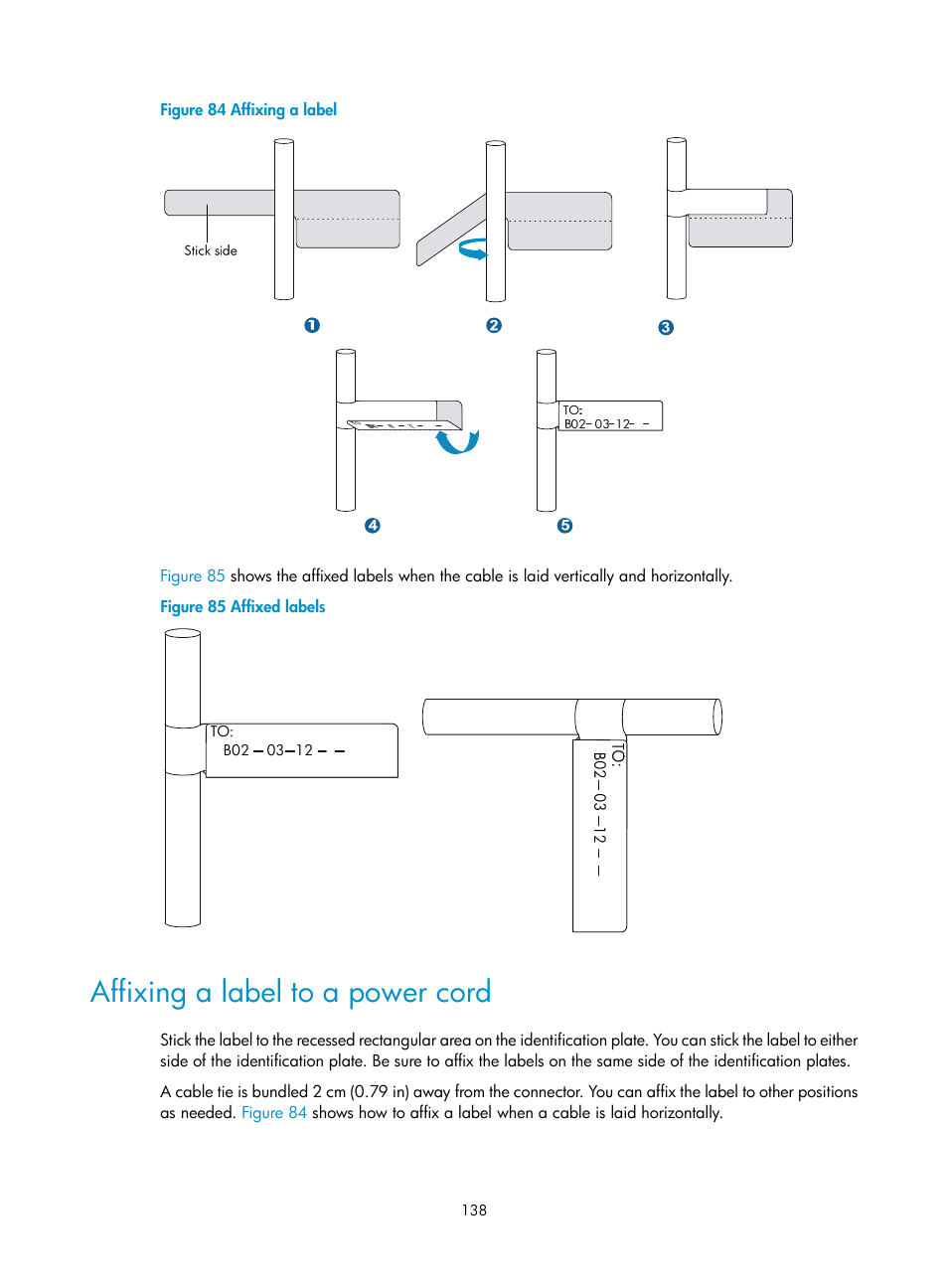 Affixing a label to a power cord | H3C Technologies H3C S7500E Series Switches User Manual | Page 148 / 161