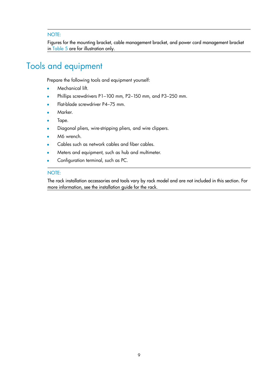 Tools and equipment | H3C Technologies H3C S7500E Series Switches User Manual | Page 19 / 161