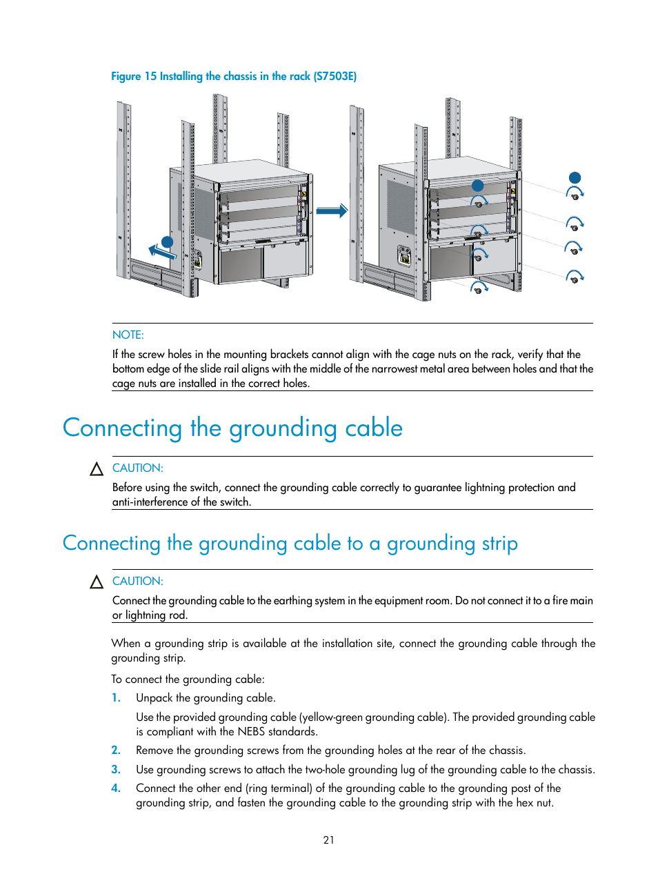 Connecting the grounding cable | H3C Technologies H3C S7500E Series Switches User Manual | Page 31 / 161