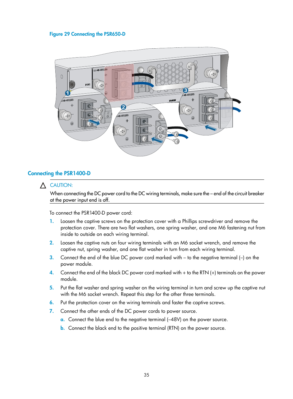 Connecting the psr1400-d | H3C Technologies H3C S7500E Series Switches User Manual | Page 45 / 161