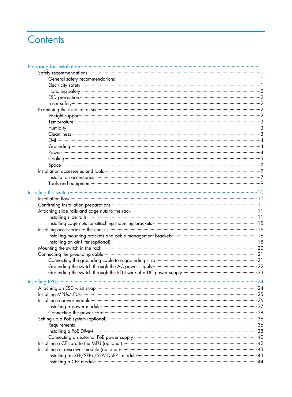 H3C Technologies H3C S7500E Series Switches User Manual | Page 7 / 161