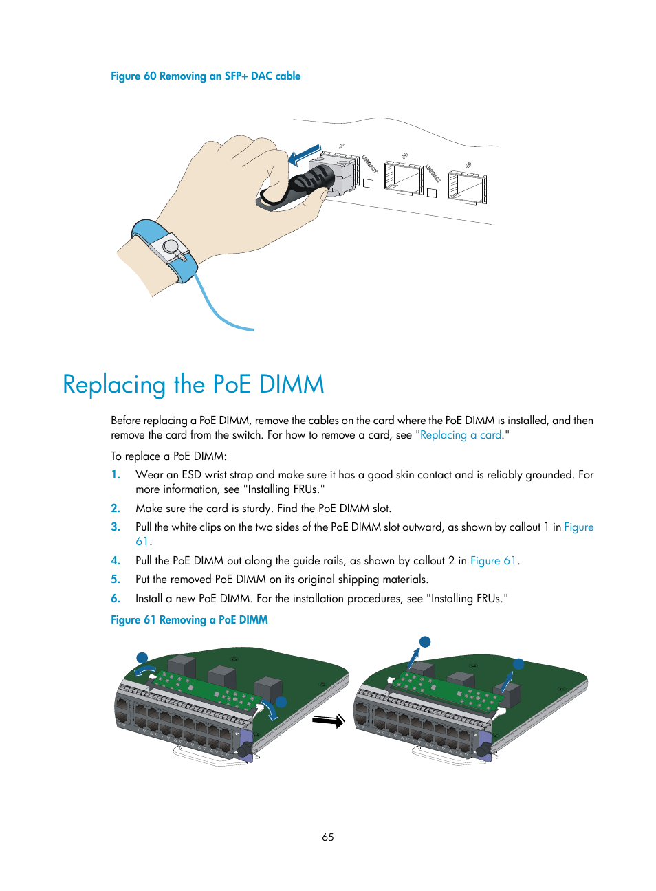 Replacing the poe dimm | H3C Technologies H3C S7500E Series Switches User Manual | Page 75 / 161