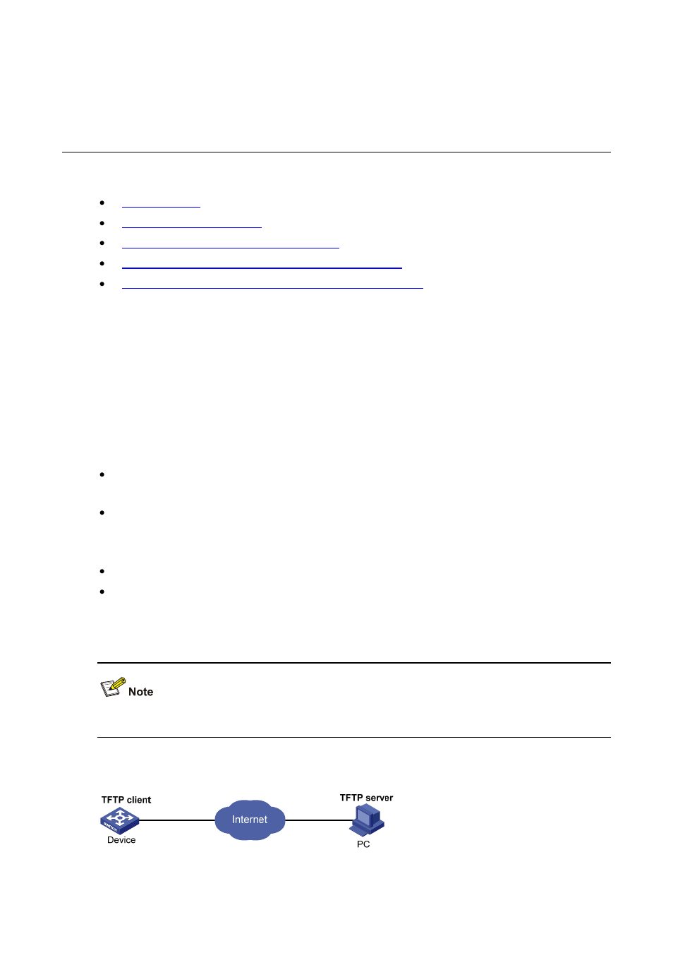 7 tftp configuration, Tftp overview, Introduction to tftp | Operation of tftp, Tftp configuration | H3C Technologies H3C S7500E Series Switches User Manual | Page 115 / 194