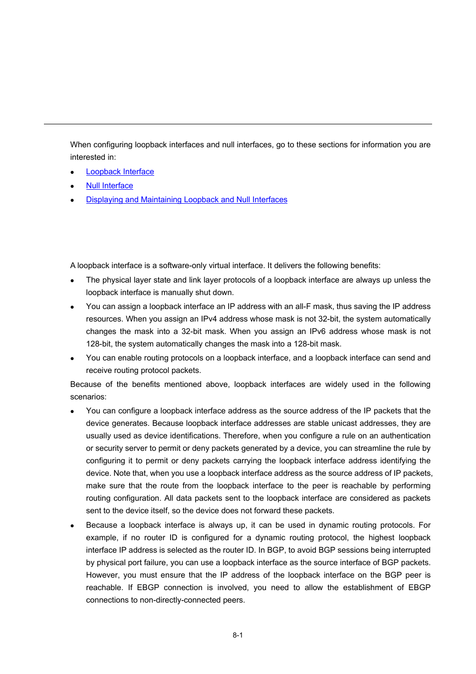 Loopback interface, Introduction to loopback interface | H3C Technologies H3C S7500E Series Switches User Manual | Page 109 / 337