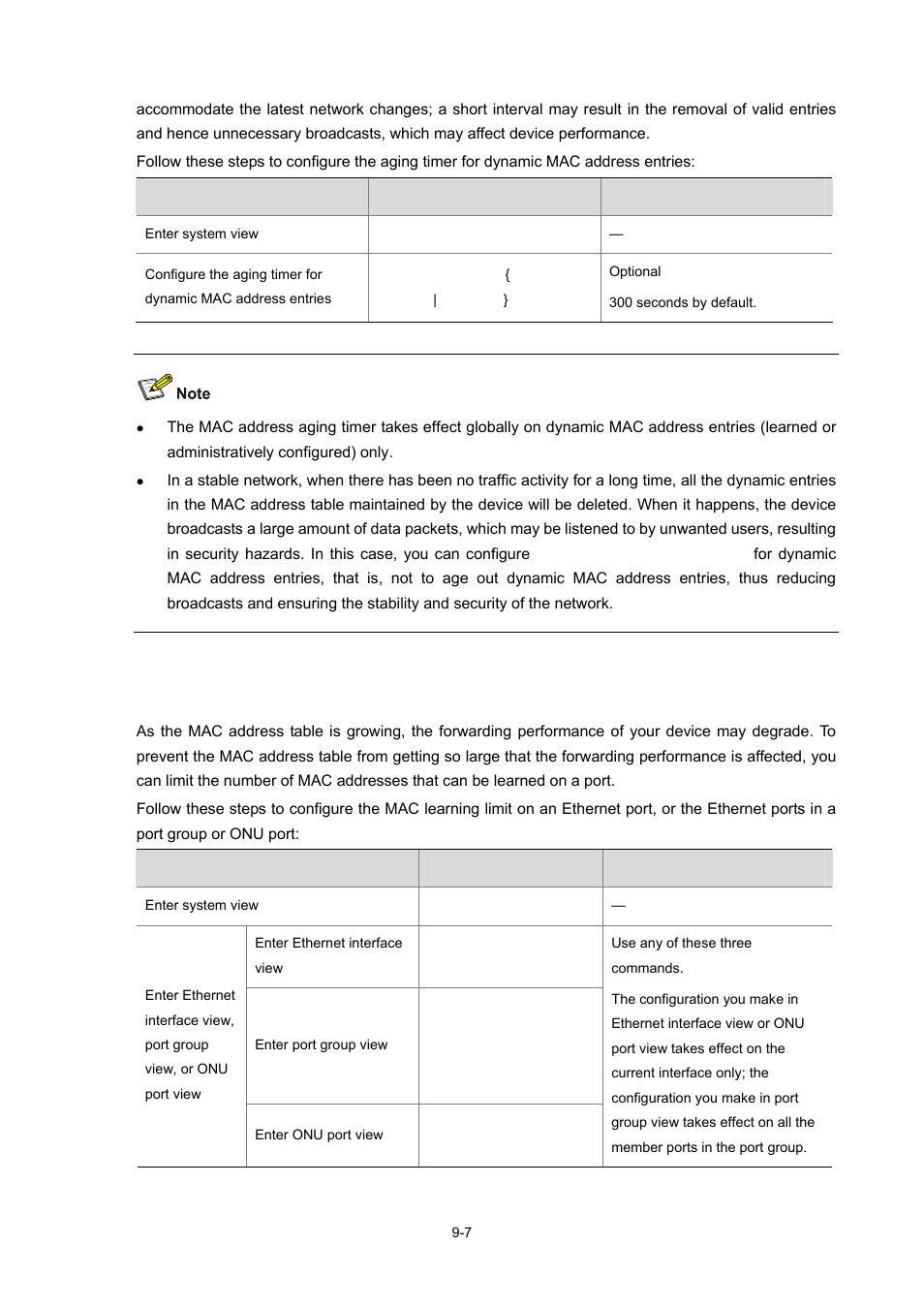 Configuring the mac learning limit | H3C Technologies H3C S7500E Series Switches User Manual | Page 118 / 337