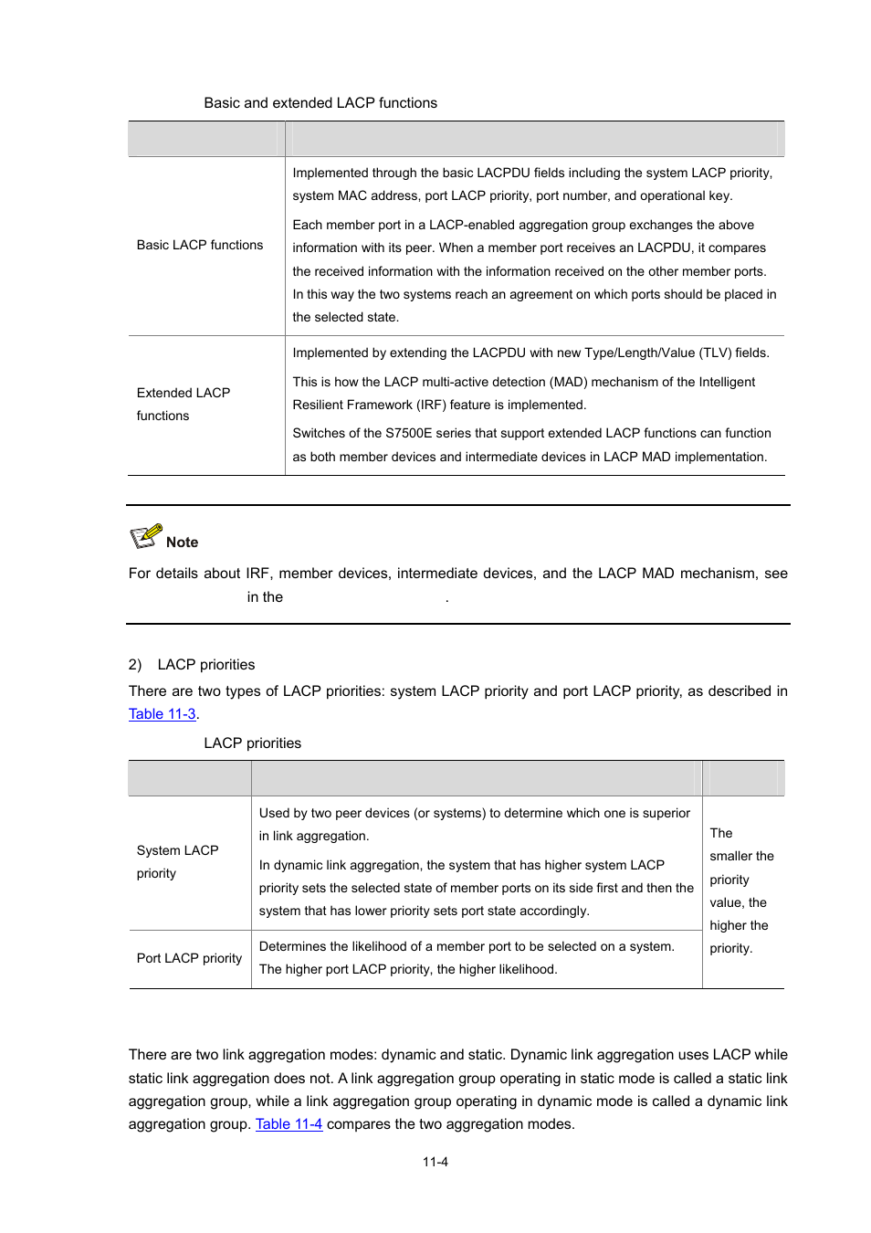 Link aggregation modes | H3C Technologies H3C S7500E Series Switches User Manual | Page 128 / 337