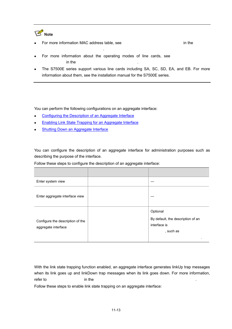 Configuring an aggregate interface, Configuring an, Aggregate | Interface | H3C Technologies H3C S7500E Series Switches User Manual | Page 137 / 337