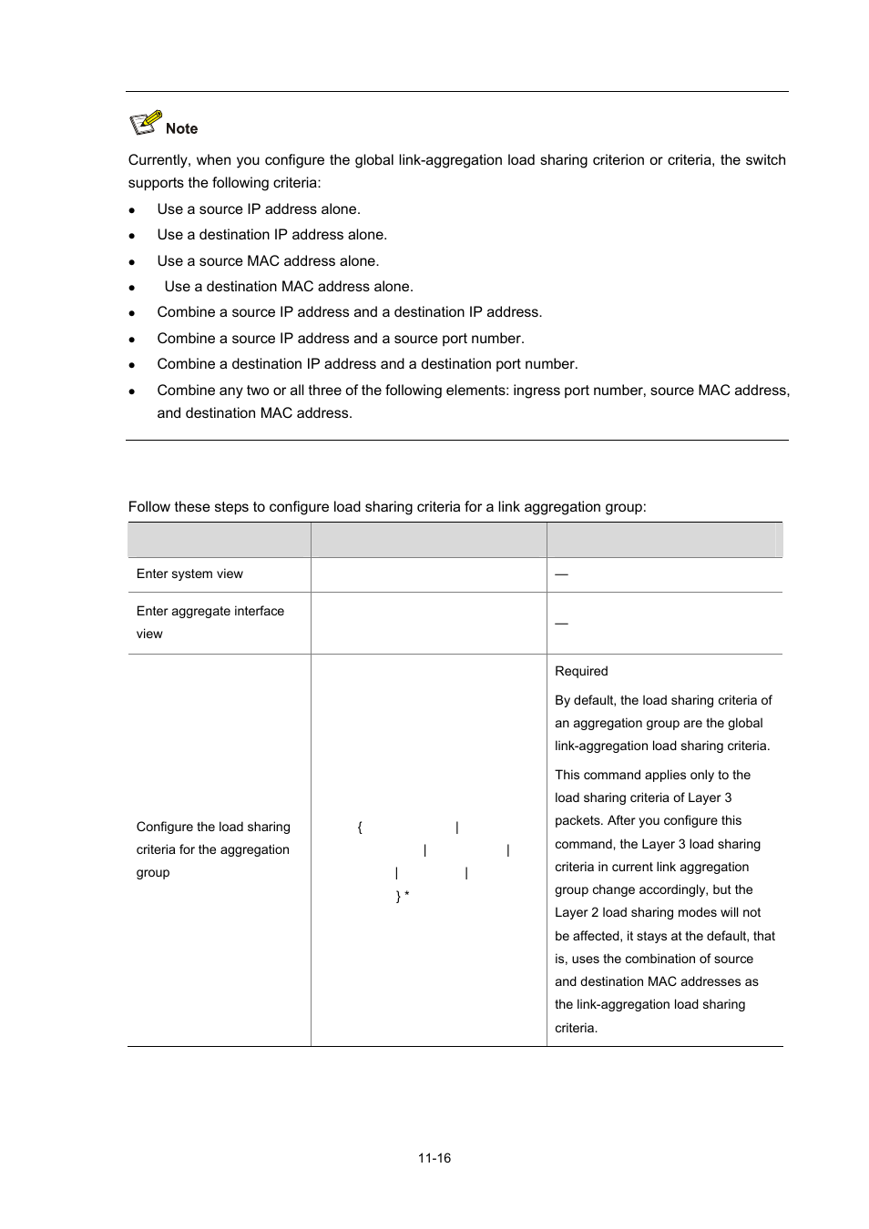 Configuring group-specific load sharing criteria | H3C Technologies H3C S7500E Series Switches User Manual | Page 140 / 337