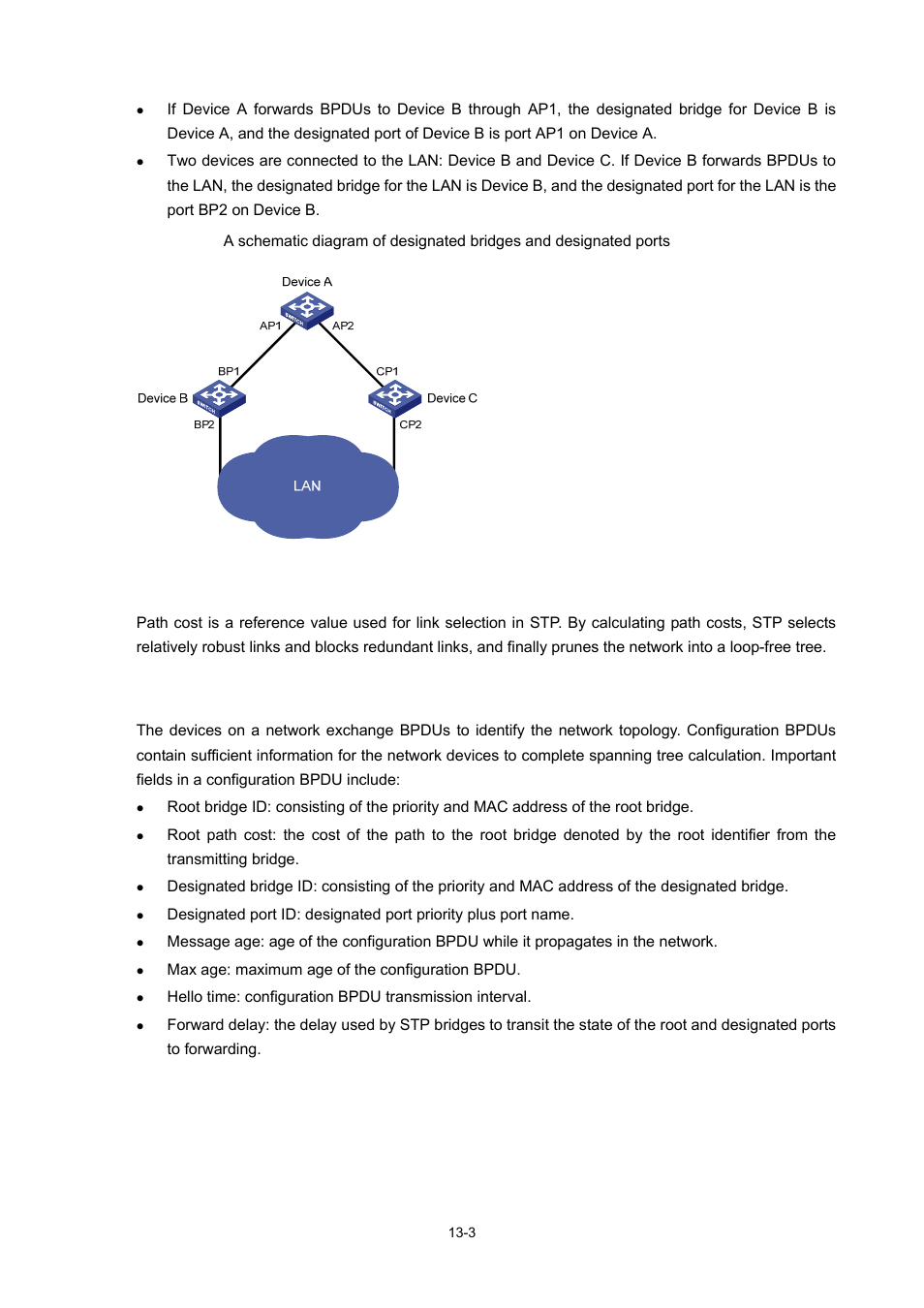 Path cost, How stp works | H3C Technologies H3C S7500E Series Switches User Manual | Page 155 / 337