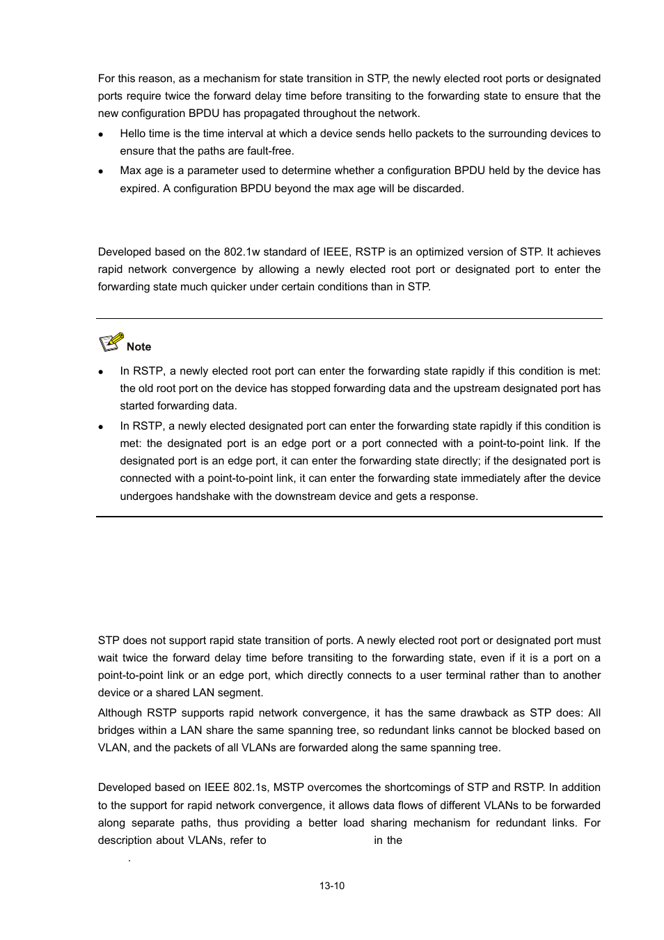 Introduction to rstp, Introduction to mstp, Why mstp | Weaknesses of stp and rstp, Features of mstp, 10 introduction to mstp | H3C Technologies H3C S7500E Series Switches User Manual | Page 162 / 337