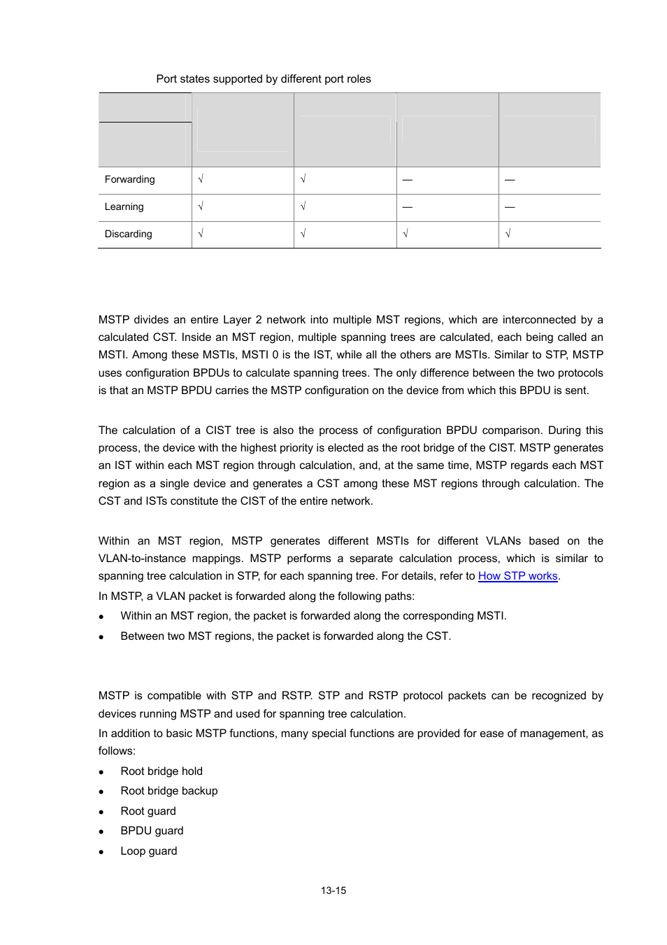 How mstp works, Cist calculation, Msti calculation | Implementation of mstp on devices | H3C Technologies H3C S7500E Series Switches User Manual | Page 167 / 337