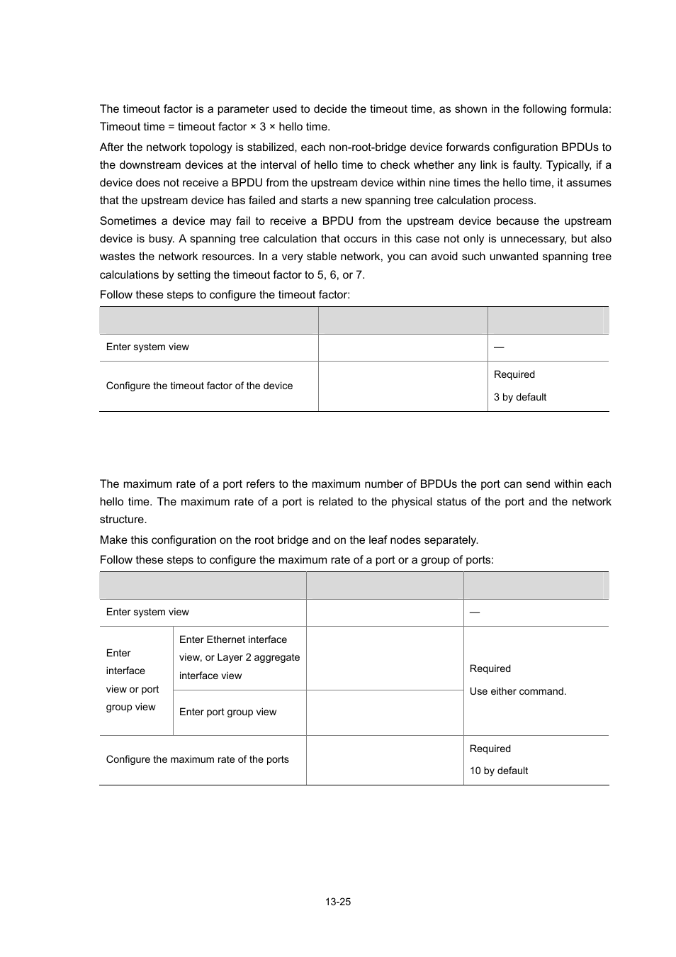 Configuring the timeout factor, Configuring the maximum port rate | H3C Technologies H3C S7500E Series Switches User Manual | Page 177 / 337