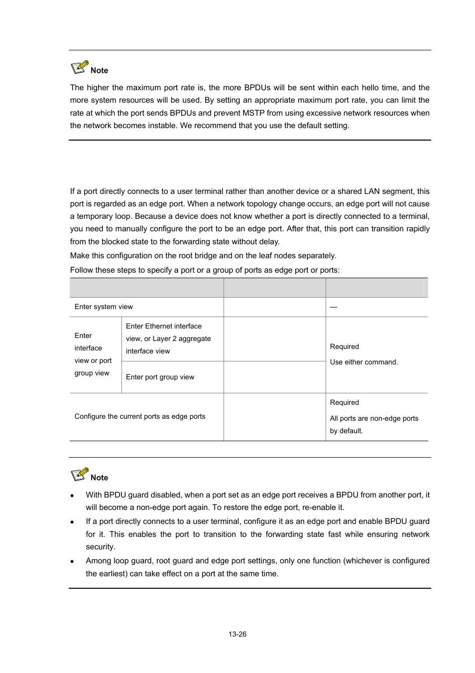 Configuring ports as edge ports | H3C Technologies H3C S7500E Series Switches User Manual | Page 178 / 337