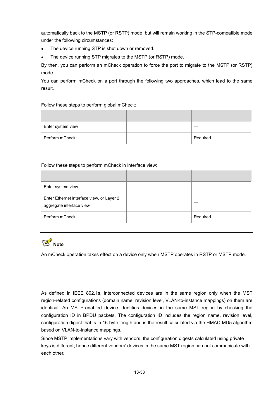 Performing mcheck globally, Performing mcheck in interface view, Configuring digest snooping | H3C Technologies H3C S7500E Series Switches User Manual | Page 185 / 337