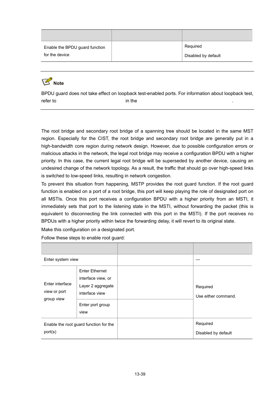 Enabling root guard | H3C Technologies H3C S7500E Series Switches User Manual | Page 191 / 337