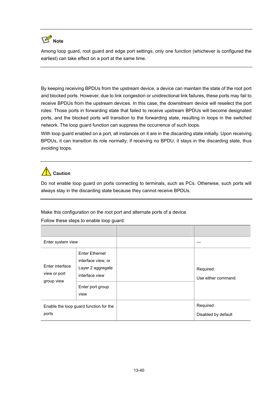 Enabling loop guard | H3C Technologies H3C S7500E Series Switches User Manual | Page 192 / 337