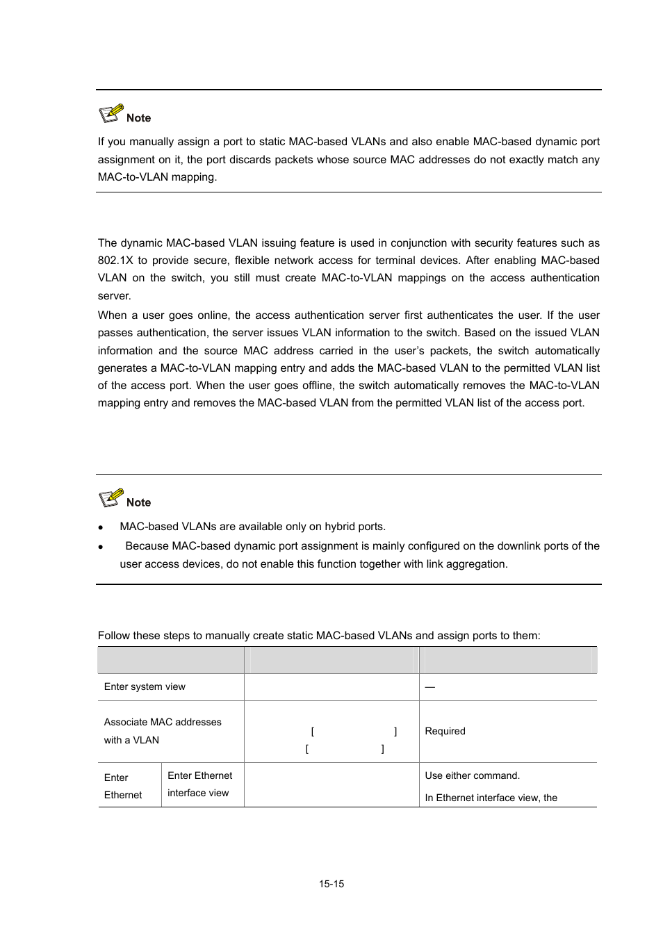 Configuring mac-based vlan, Manually configuring a static mac-based vlan | H3C Technologies H3C S7500E Series Switches User Manual | Page 223 / 337