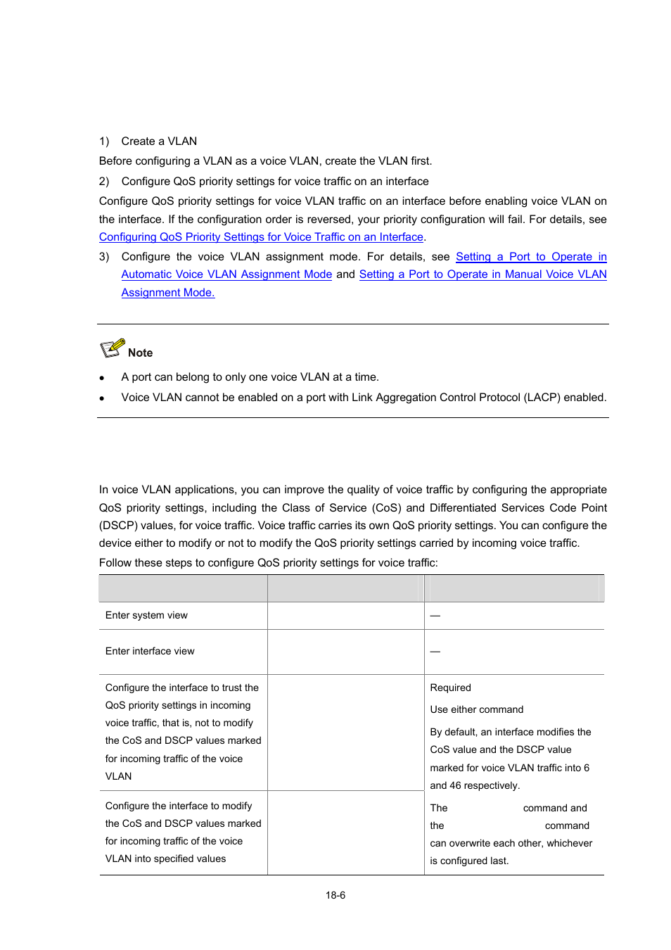 Configuring a voice vlan, Configuration prerequisites | H3C Technologies H3C S7500E Series Switches User Manual | Page 252 / 337