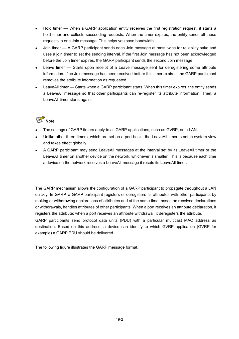 Operating mechanism of garp, Garp message format | H3C Technologies H3C S7500E Series Switches User Manual | Page 260 / 337